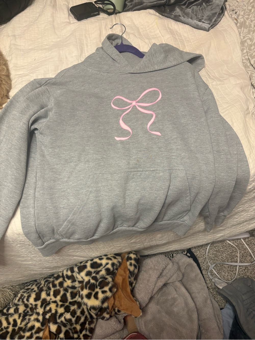 PacSun Gray Hoodie with Pink Bow Graphic